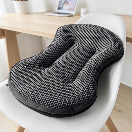 Everd. Ergonomic Memory Foam Seat Cushion - Breathable 3D Mesh Chair Pillow for Office, Home, and Car