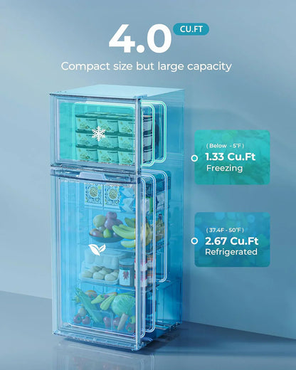 3.2 Cu.Ft Mini Fridge with Freezer 2-Door Compact Refrigerator for Bedroom, Dorm, Office or Apartment, Silver3.2 Cu.Ft Mini Fridge with Freezer 2-Door Compact Refrigerator for Bedroom, Dorm, Office or Apartment, Silver