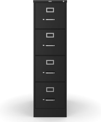 STAPLES 4-Drawer File Cabinet, Lockable, Black, 25"D x 15"W