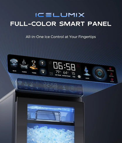 Nugget Ice Maker Countertop, Smart Pebble Ice Machine with APP Control, 44 lbs/24H Soft Pellet Chewable Ice with Self-Cleaning, Stainless Steel