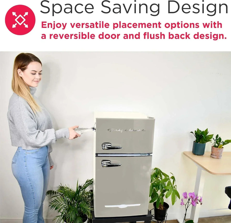 Frigidaire Retro Mini Fridge with Freezer & Side Bottle Opener-Small 2 Door Refrigerator for Office Bar or College Dorm Room-3.1 Cu Ft – 19”"D x 20.5" W x 33.5" H