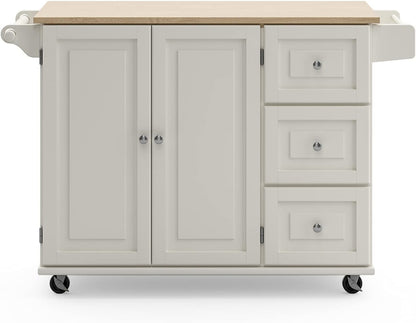 Homestyles Dolly Madison Mobile Kitchen Island Cart, Drop Leaf Breakfast Bar