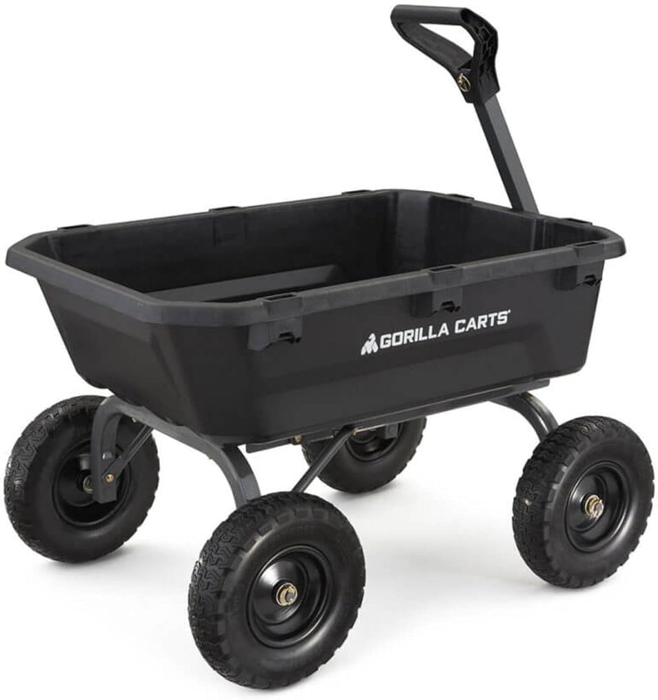 7GCG-NF Heavy-Duty Poly Dump Garden Cart with No-Flat Tires, 7 Cubic Feet, 1200-Pound Capacity, Black, Amazon Exclusive