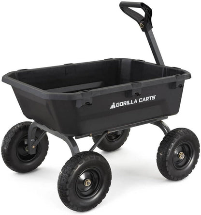 7GCG-NF Heavy-Duty Poly Dump Garden Cart with No-Flat Tires, 7 Cubic Feet, 1200-Pound Capacity, Black, Amazon Exclusive