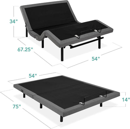 Best Choice Products Ergonomic Twin XL Size Adjustable Bed Frame, Electric Base w/Wireless Remote Control, Nightlight, Massager, 2 USB Ports