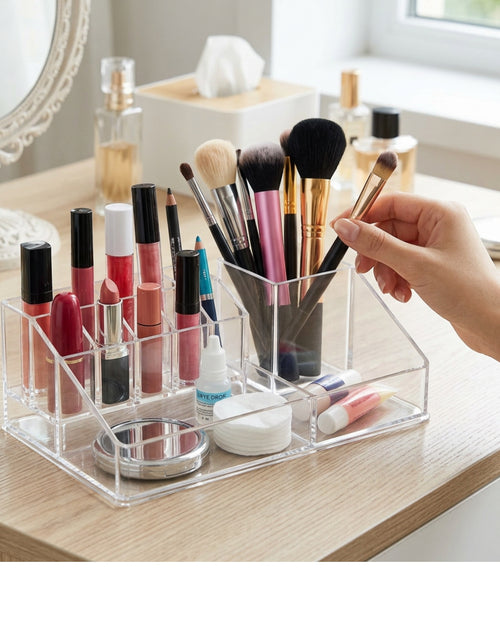Everd Acrylic Vanity Organizer Lipstick Slots Brush Cup
