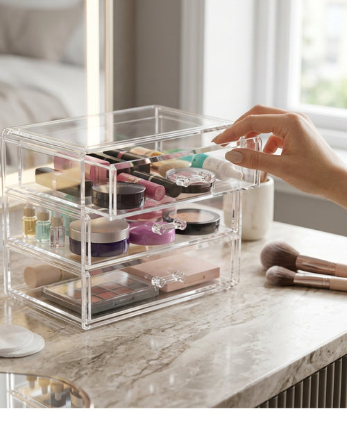 Everd Clear Acrylic Makeup Organizer 3 Drawers