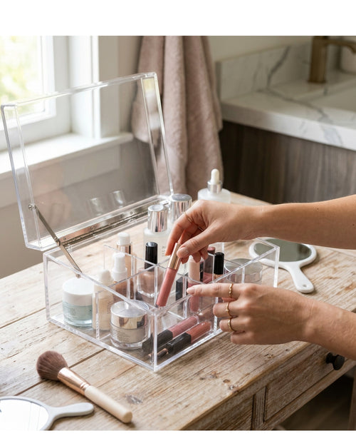 Everd Clear Acrylic Skincare Storage Box Lift Lid