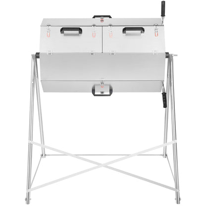 Premium 33 Gallon Steel Outdoor Compost Tumbler Bin With Dual-Chamber