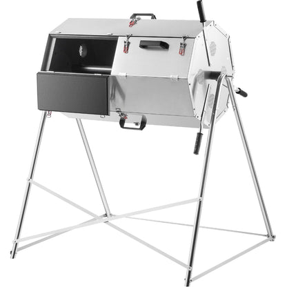 Premium 33 Gallon Steel Outdoor Compost Tumbler Bin With Dual-Chamber