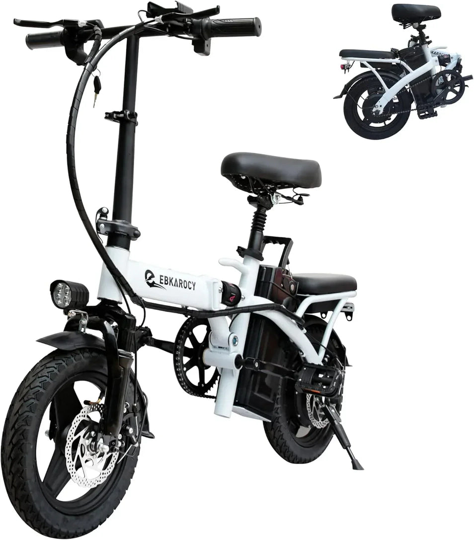 Ebikes for Adults, 400W Motor 22MPH Max Speed, 14 Tire, 48V 15AH Removable Battery for Electric Bike, Multi-Shock Absorption, City Commuter, Foldable Adult Electric Bicycles