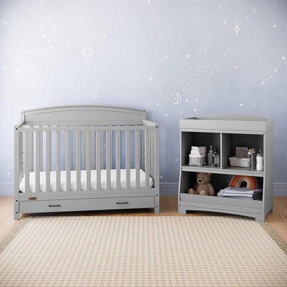 5-in-1 Convertible Baby Bed (with drawers, white) - Green Guardian Gold Certification, built-in baby bed storage drawer, convertible to toddler bed, day bed and full-size bed